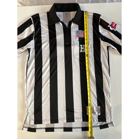 Honigs Referee Shirt Black & White Stripes Zip Collar L - Picture 5 of 7